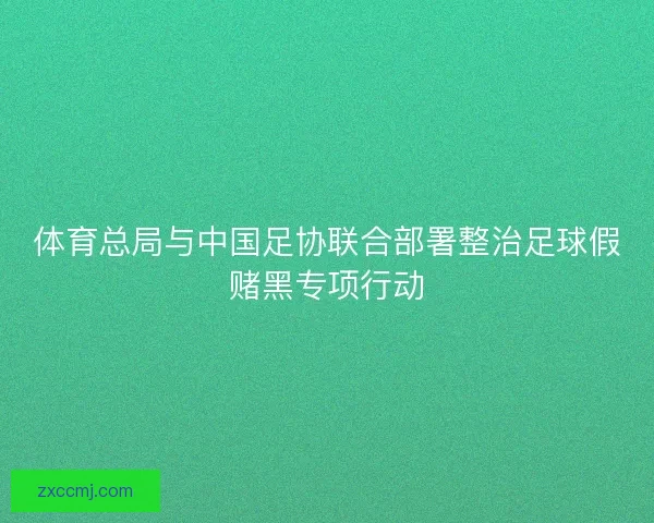 体育总局与中国足协联合部署整治足球假赌黑专项行动 体育总局与中国足协联合部署整治足球假赌黑专项行动