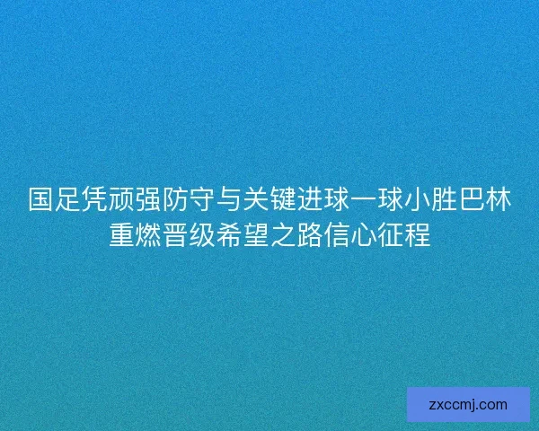 国足凭顽强防守与关键进球一球小胜巴林重燃晋级希望之路信心征程 国足凭顽强防守与关键进球一球小胜巴林重燃晋级希望之路信心征程