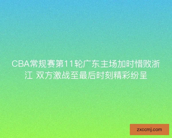 CBA常规赛第11轮广东主场加时惜败浙江 双方激战至最后时刻精彩纷呈